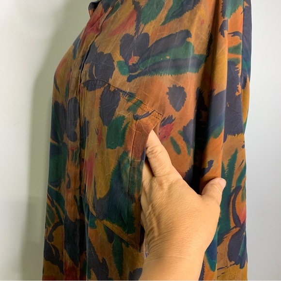 Earthen Stunning Wearable Art 100% Mud Silk Multicolor Pullover Tunic Top Size L - Picture 11 of 16